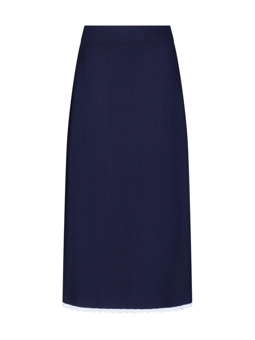 Aleeza Paris (Set) Londyn Navy Ribbed Cardigan and Skirt With White Trim (Set) - Picture 3 of 4